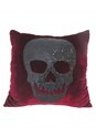 Red Velvet Sequin Skull Pillow