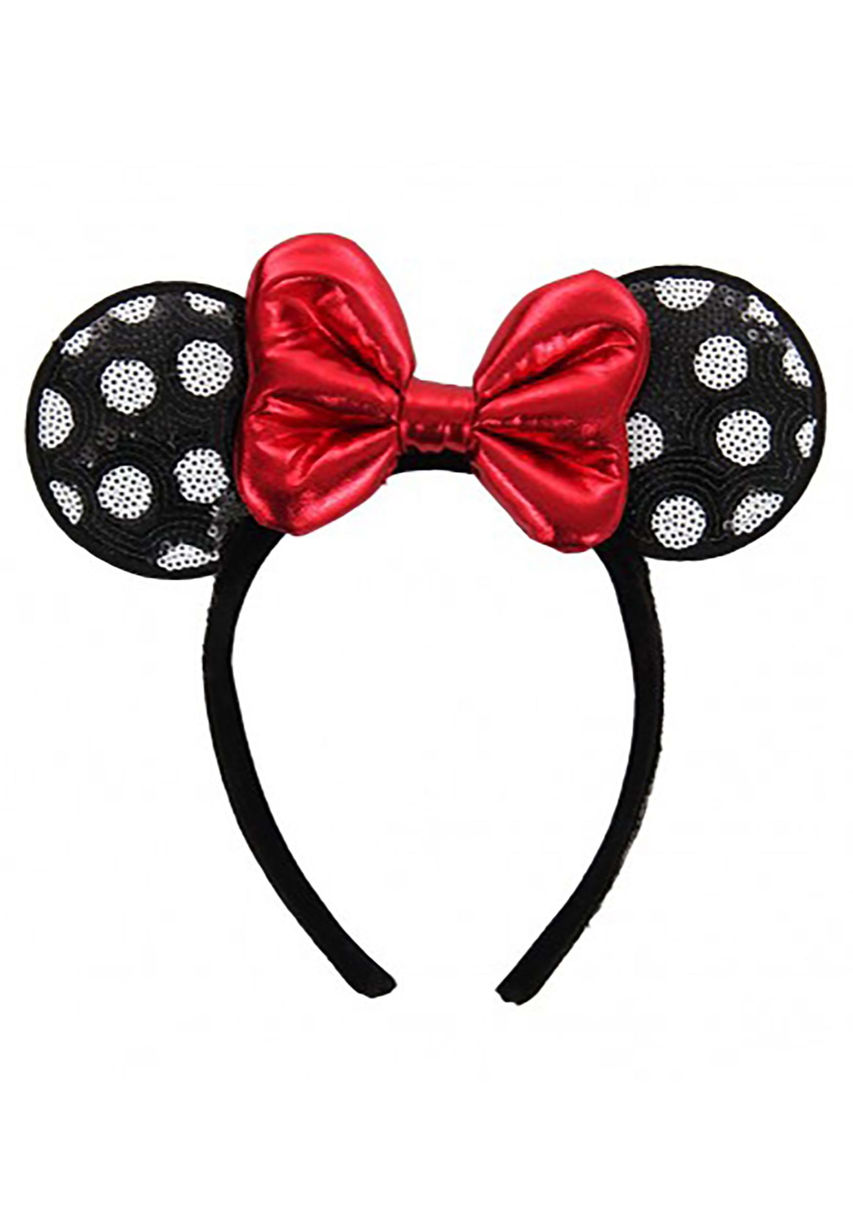  Disney Parks Exclusive - Minnie Mickey Ears Headband - Black  Ears Blue Bow White Polka Dots and Yellow Daisy Sequined : Clothing, Shoes  & Jewelry