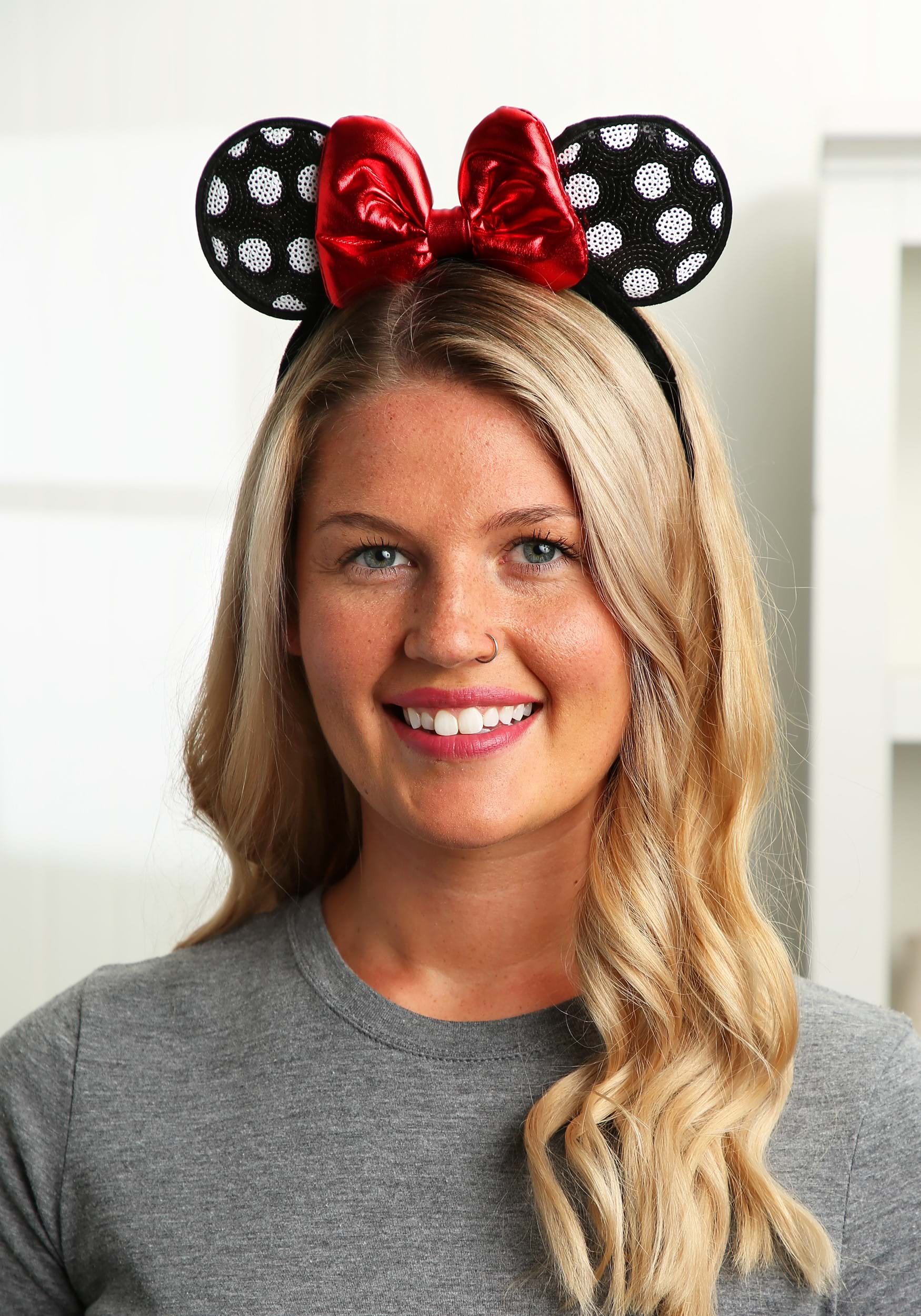 Sequined Minnie Mouse Polka Dot Ears Headband Costume