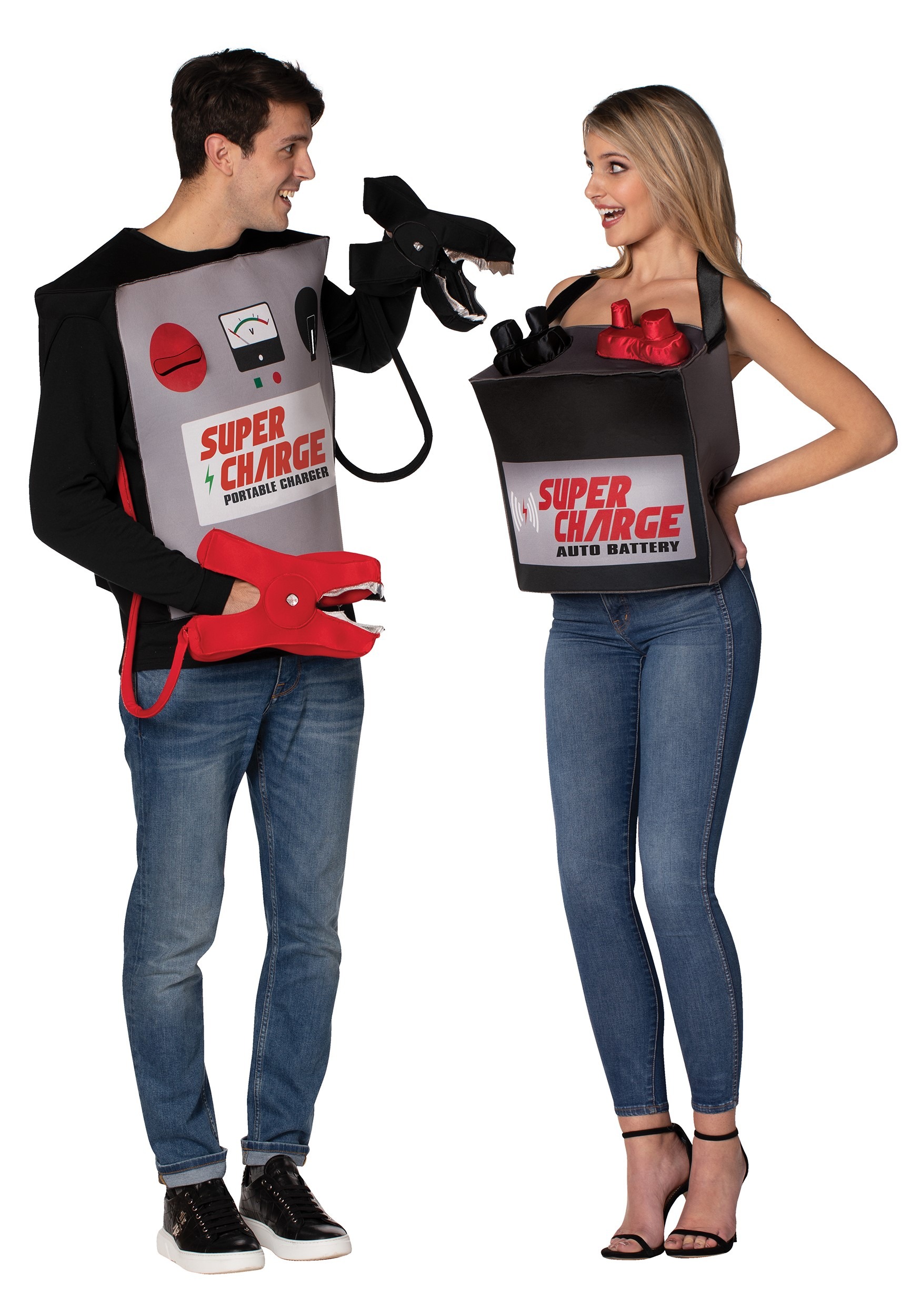 Battery & Jumper Cables Adult Couple's Costume , Couples Costumes For Halloween