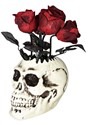 Animated Skull Vase W/Roses Decoration