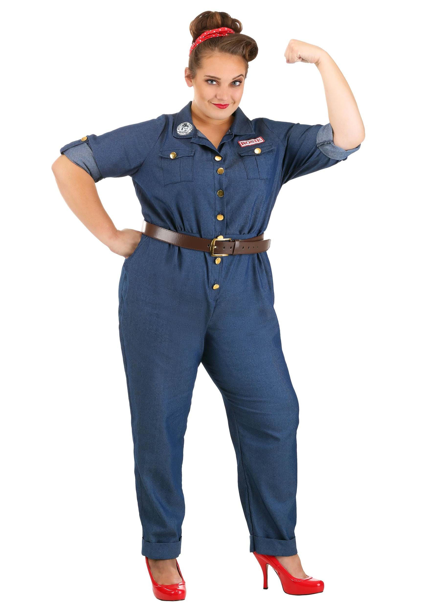1940s Costumes- WWII, Nurse, Pinup, Rosie the Riveter Plus Size Womens WWII Icon Costume  Patriotic Costumes $69.99 AT vintagedancer.com