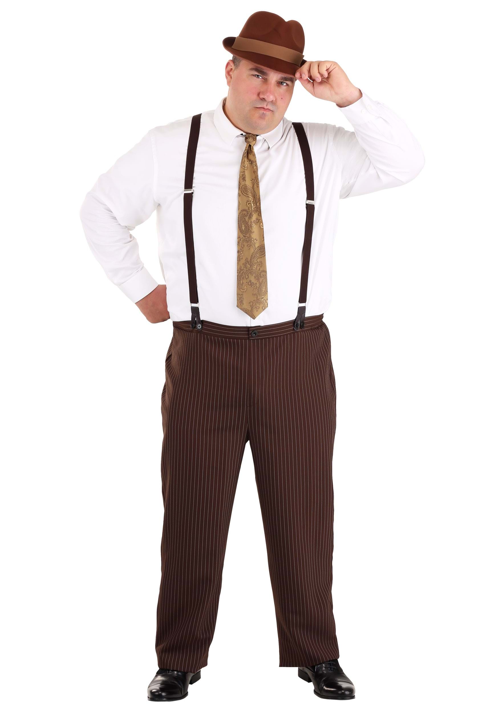 1920s Men’s Costumes: Gatsby, Gangster, Peaky Blinders, Mafia Mens Plus Size Clyde Costume $34.99 AT vintagedancer.com