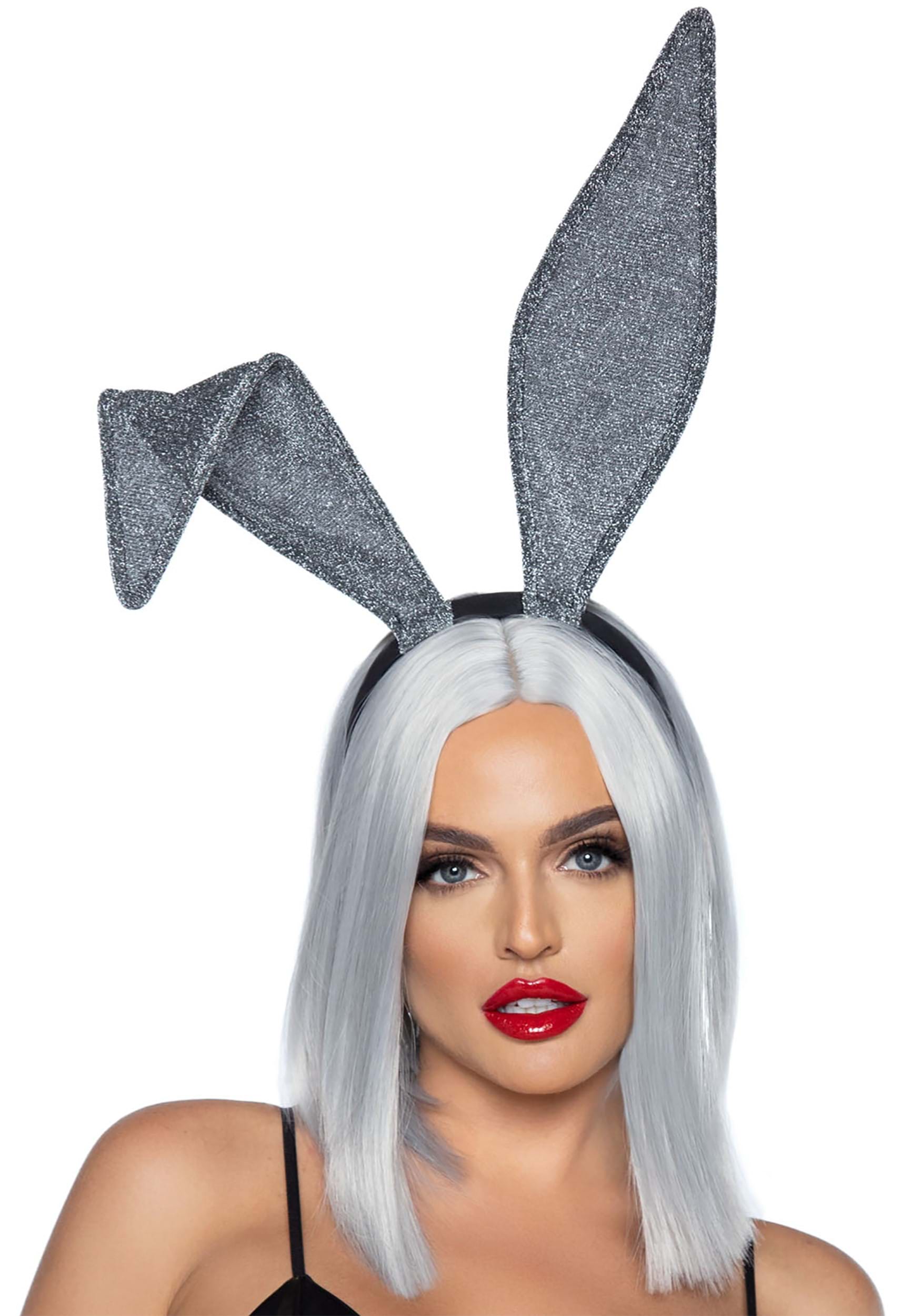 Women's Glittery Bunny Ear Costume Headband