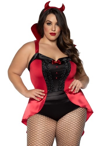 Women's Red Plunging Halter Bodysuit Costume