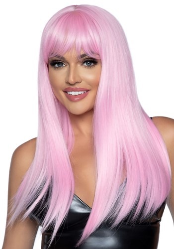 24" Long Straight Pink Wig