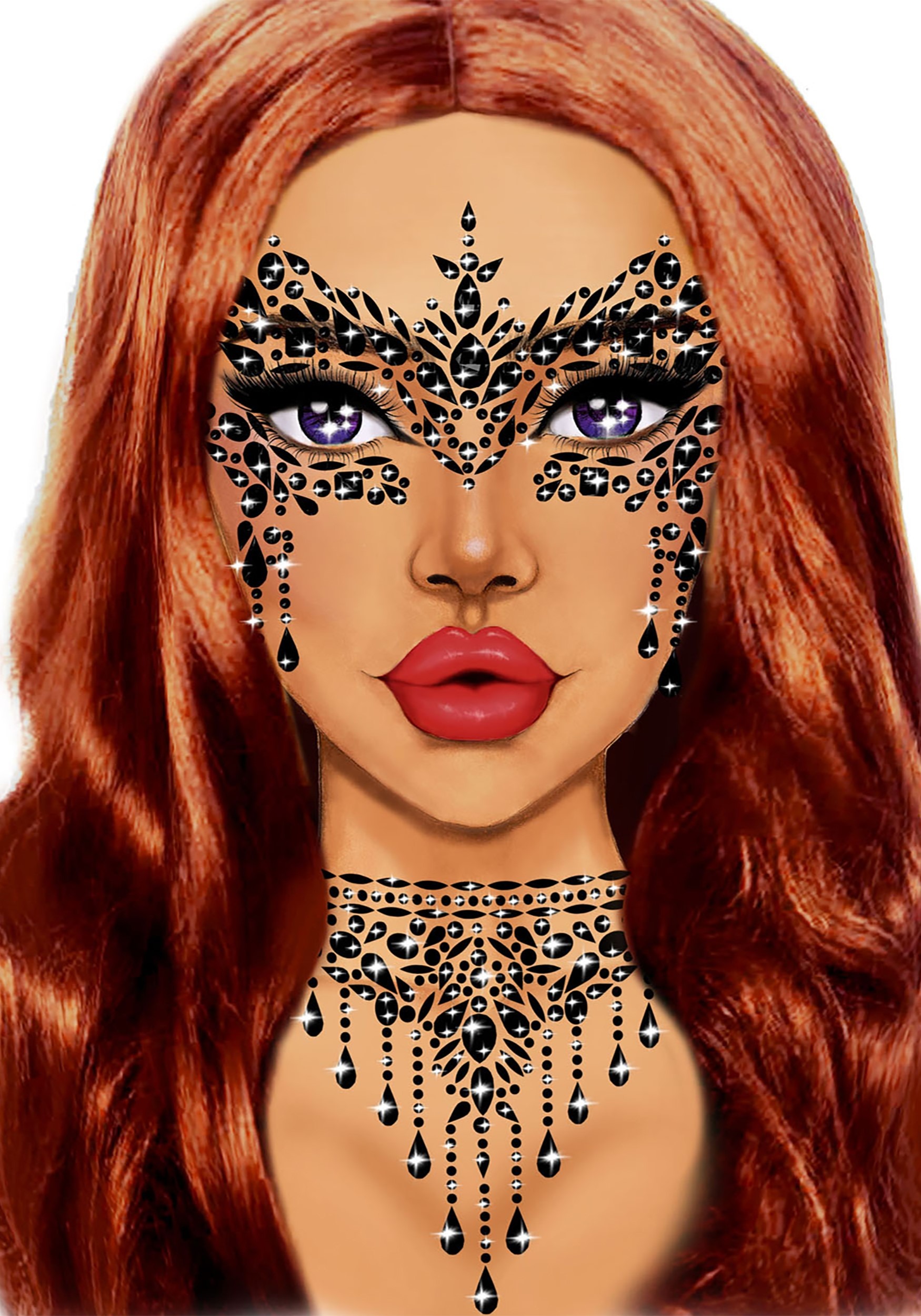 Black Masquerade Adhesive Face Jewels