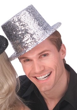 Adult Silver Glitter Top Hat