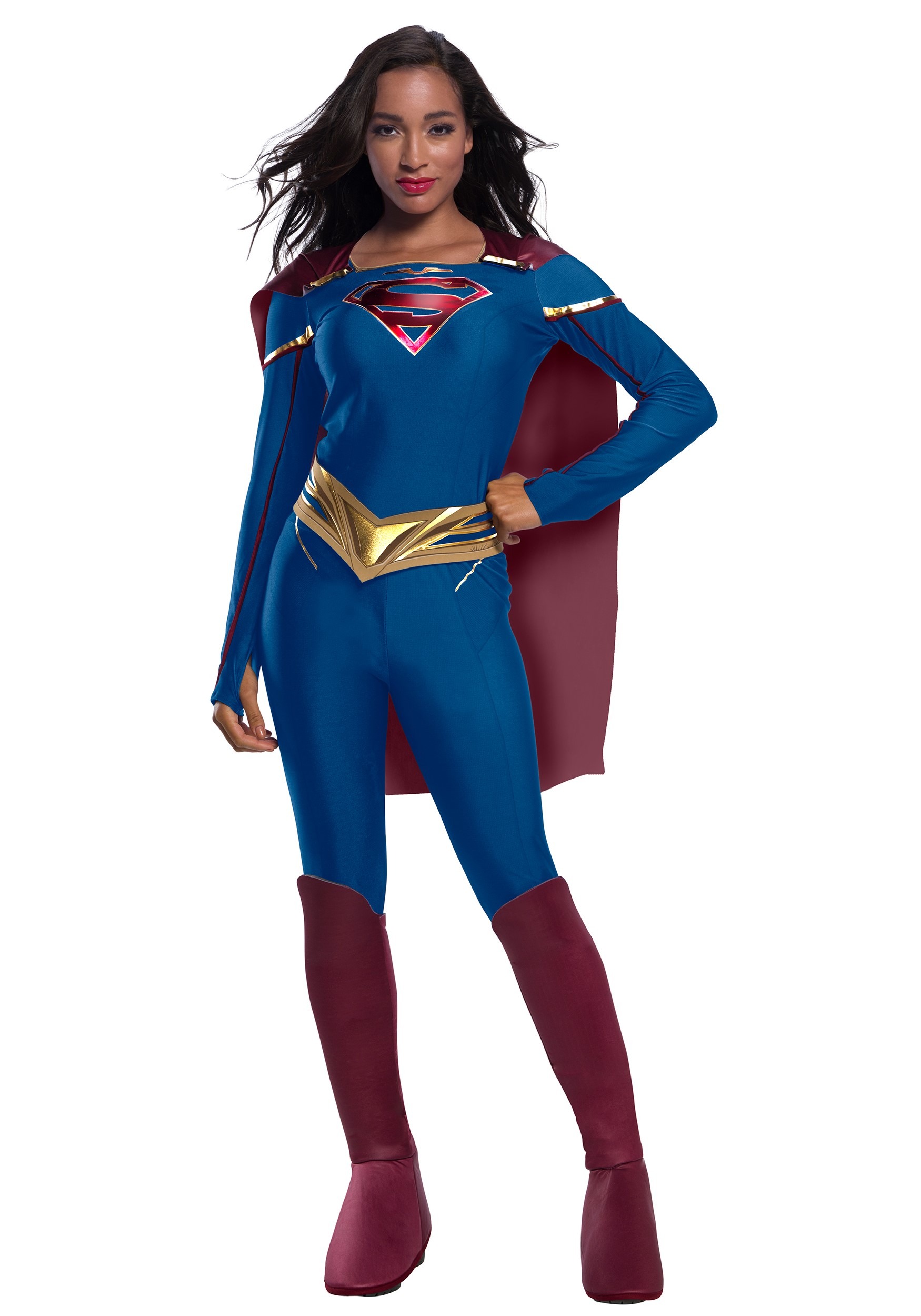Adult Supergirl Jumpsuit Costume.