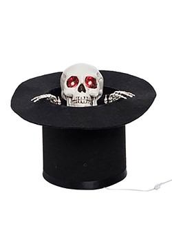 Light Up Animated Skull w/ Top Hat Décor