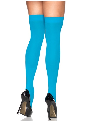 Neon Blue Thigh High Stockings