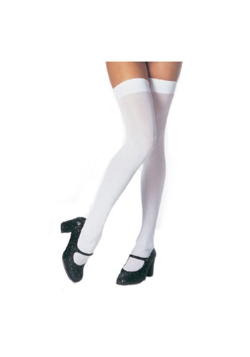 Women's White Thigh High Stockings