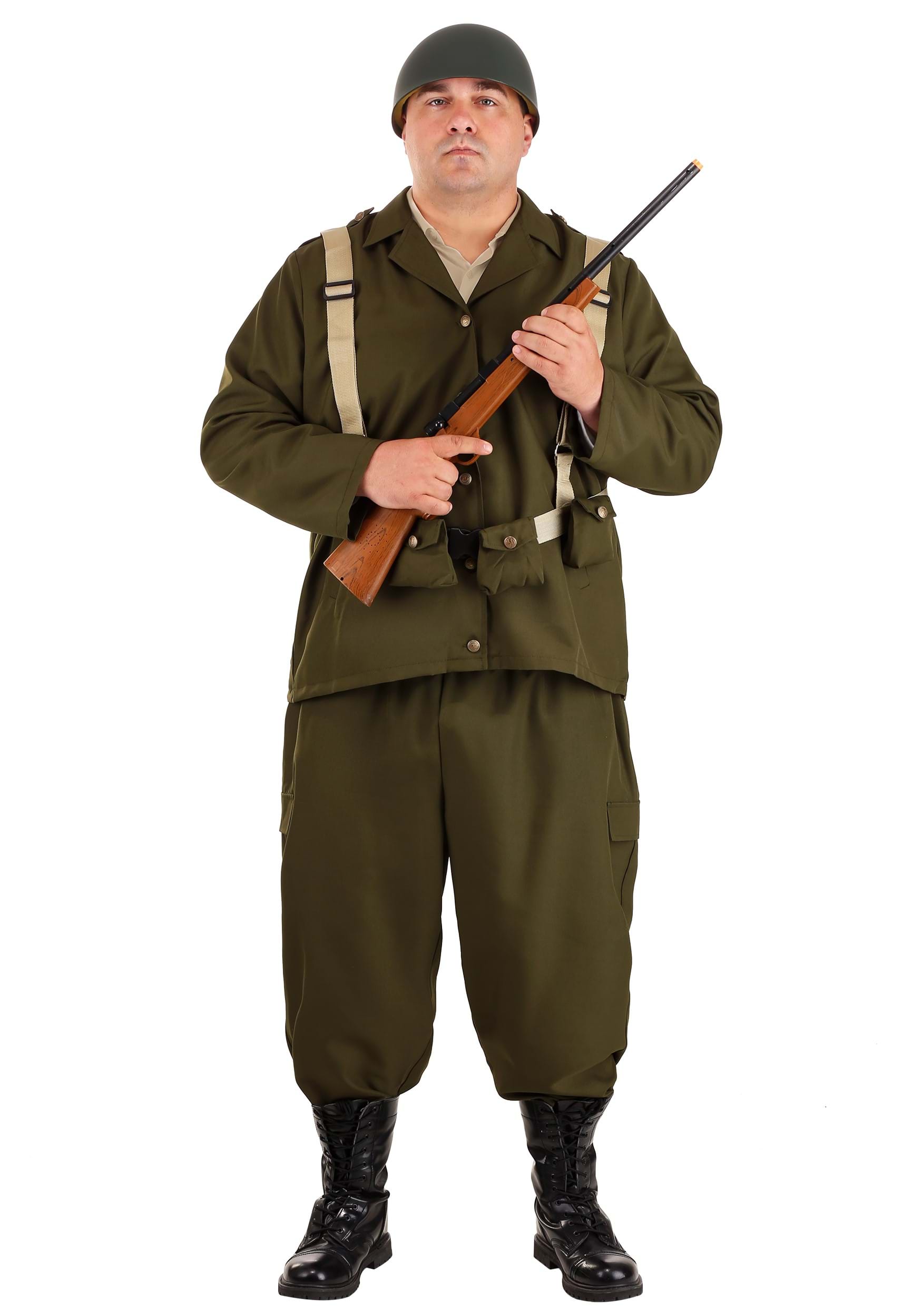 Men's Plus Size Deluxe WW2 Soldier Costume