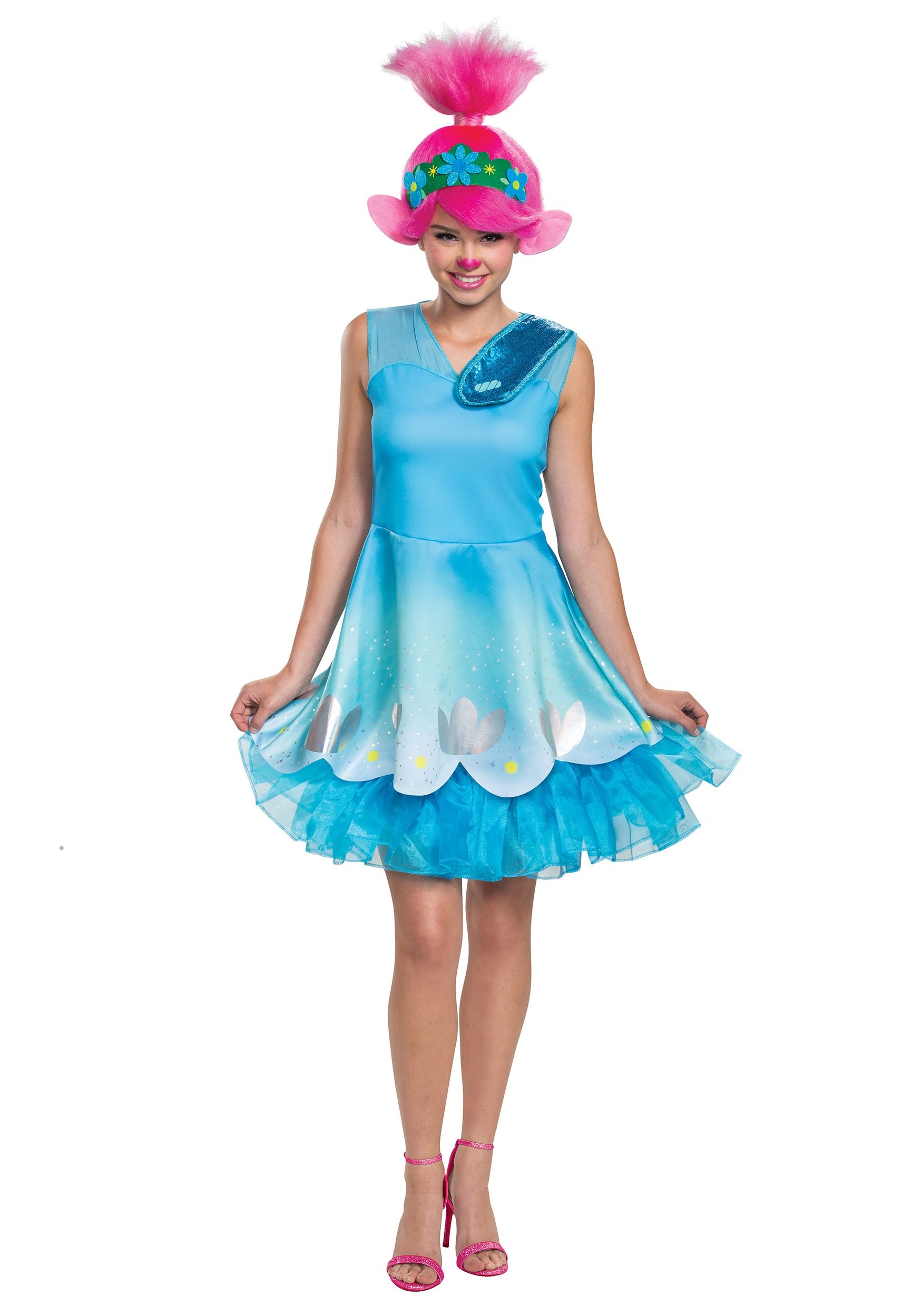 Adult Outfit Cosplay Poppy Mascot Costume Trolls Princess Parade Fancy Dress