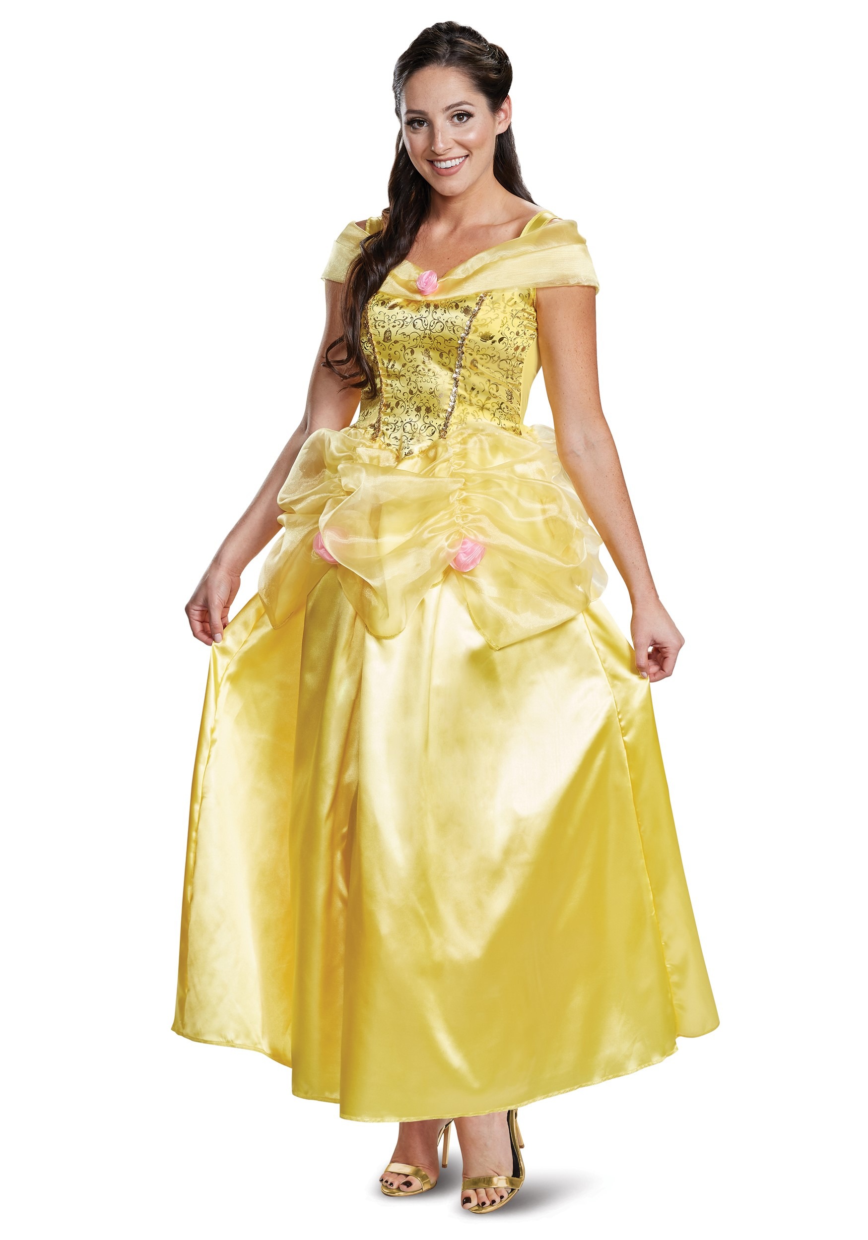 Zombie Golden Fairytale Yellow Belle Princess Womens Ladies Fancy Dress Costume 