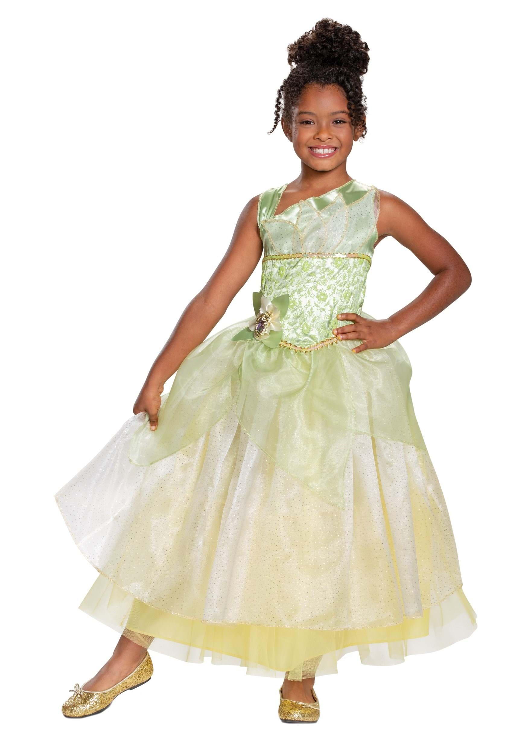 Photos - Fancy Dress Princess Disguise The  & The Frog Deluxe Tiana Girl's Costume Green/Yellow 