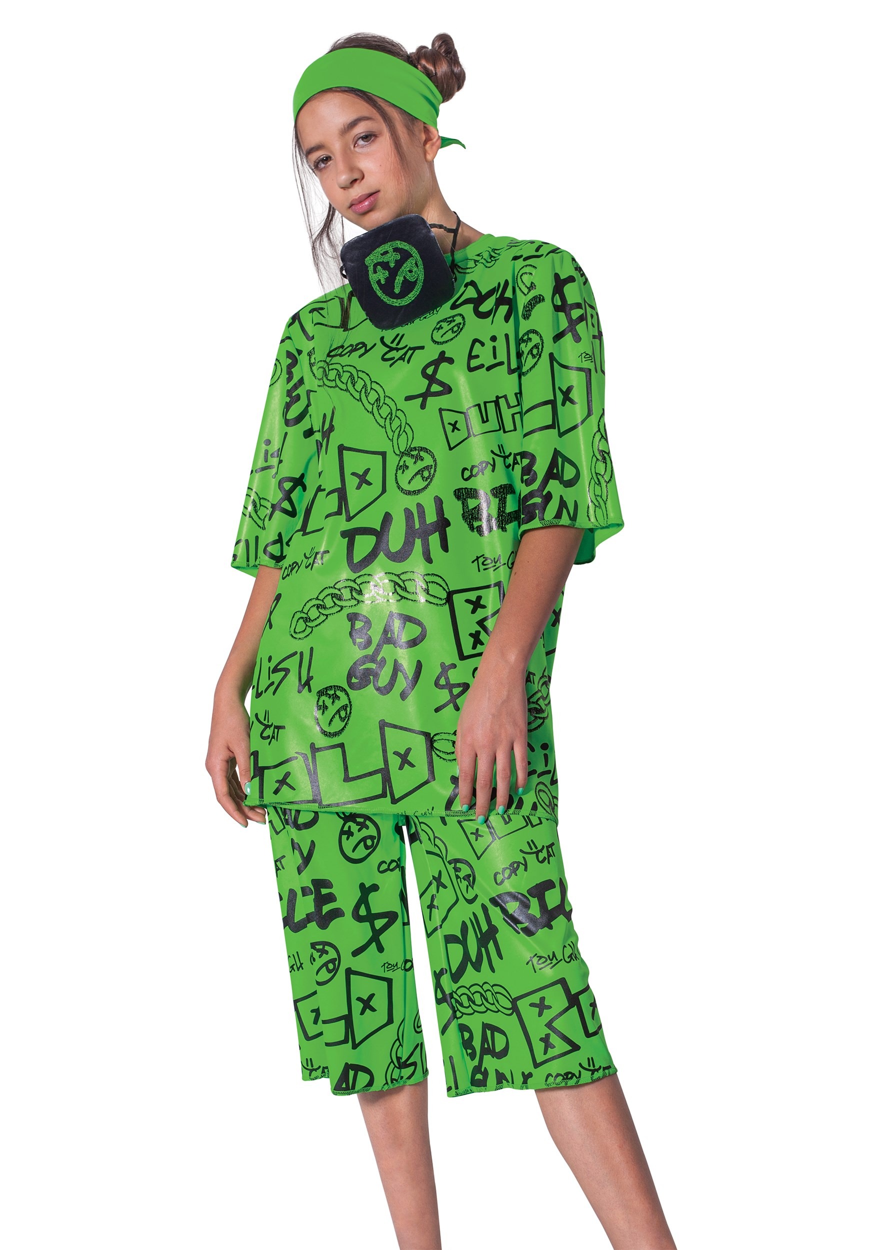 Disfraz de Eilish de Kids Classic Green Billie Eilish Multicolor