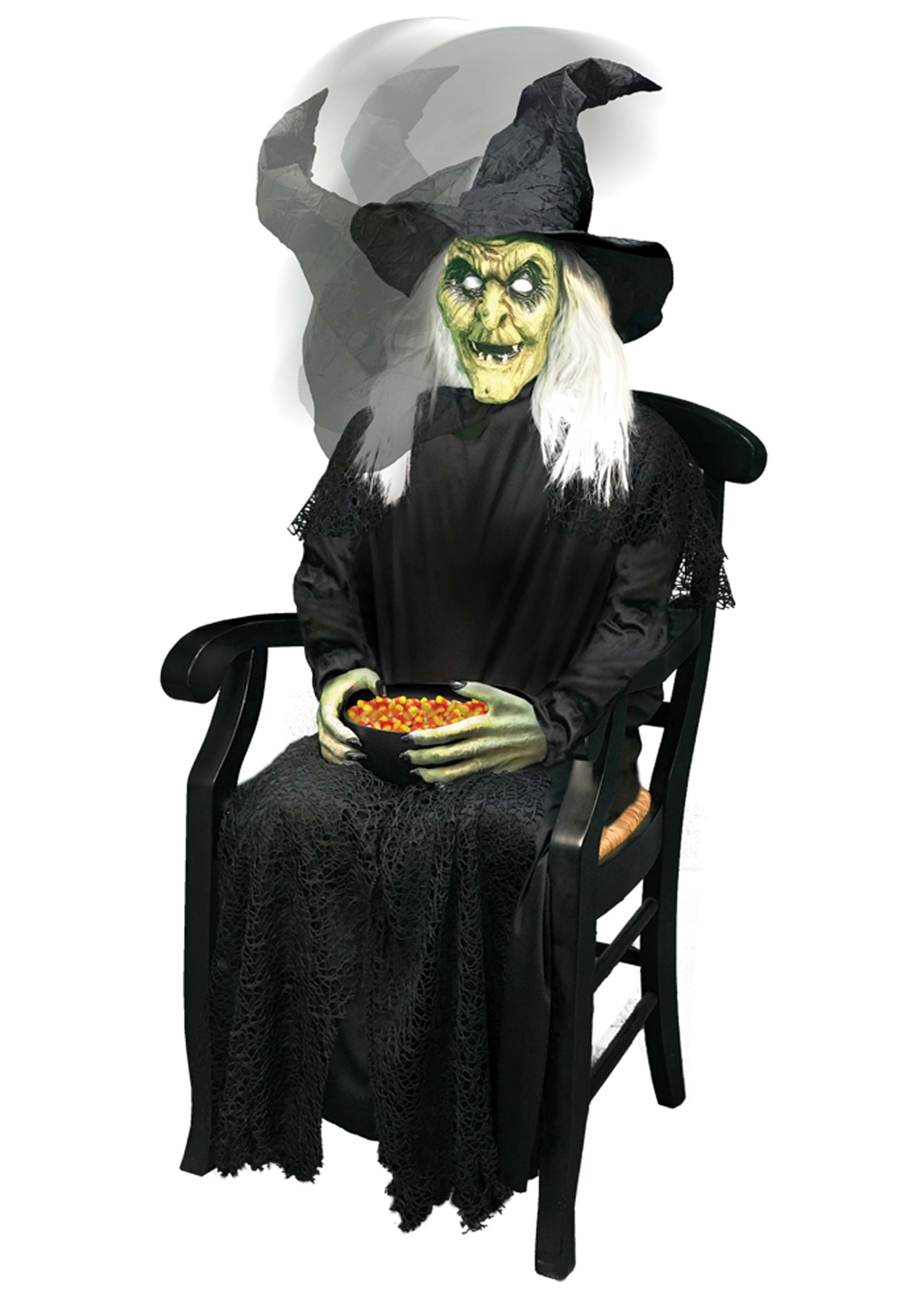 Photos - Other Decoration Morris Costumes Sitting Animated Witch Candy Bowl Black/Green 