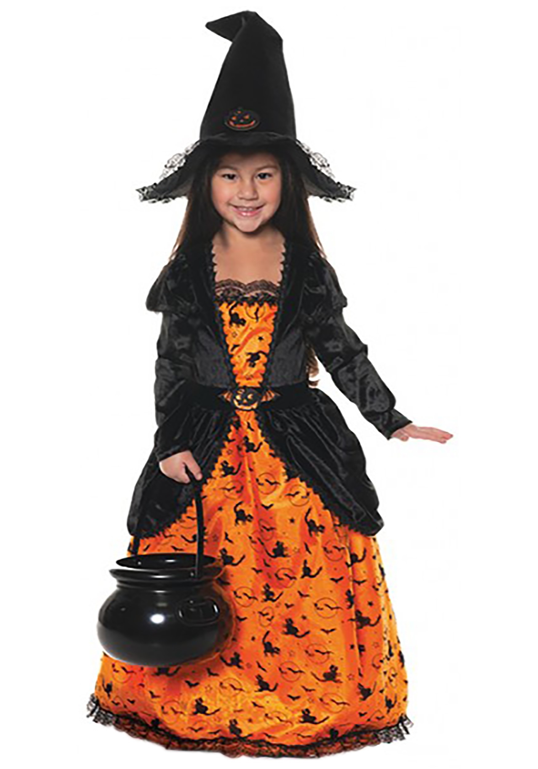 Photos - Fancy Dress Underwraps Pumpkin Witch Girl's Costume Black/Orange