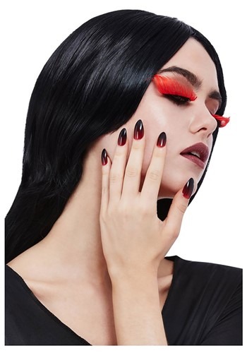 Gothic Red & Black Eyelash & Nail Set