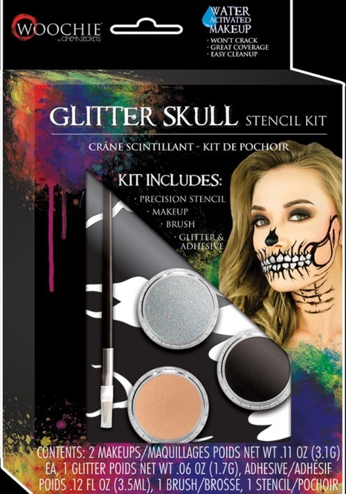 Glitter Skull Stencil & Make-up Kit