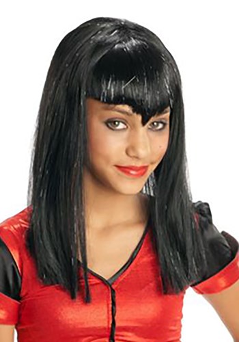 Kids Black Glitter Vampire Wig