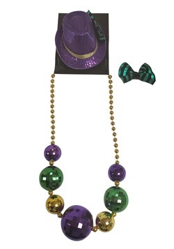 Mardi Gras Necklace and Mini Fedora