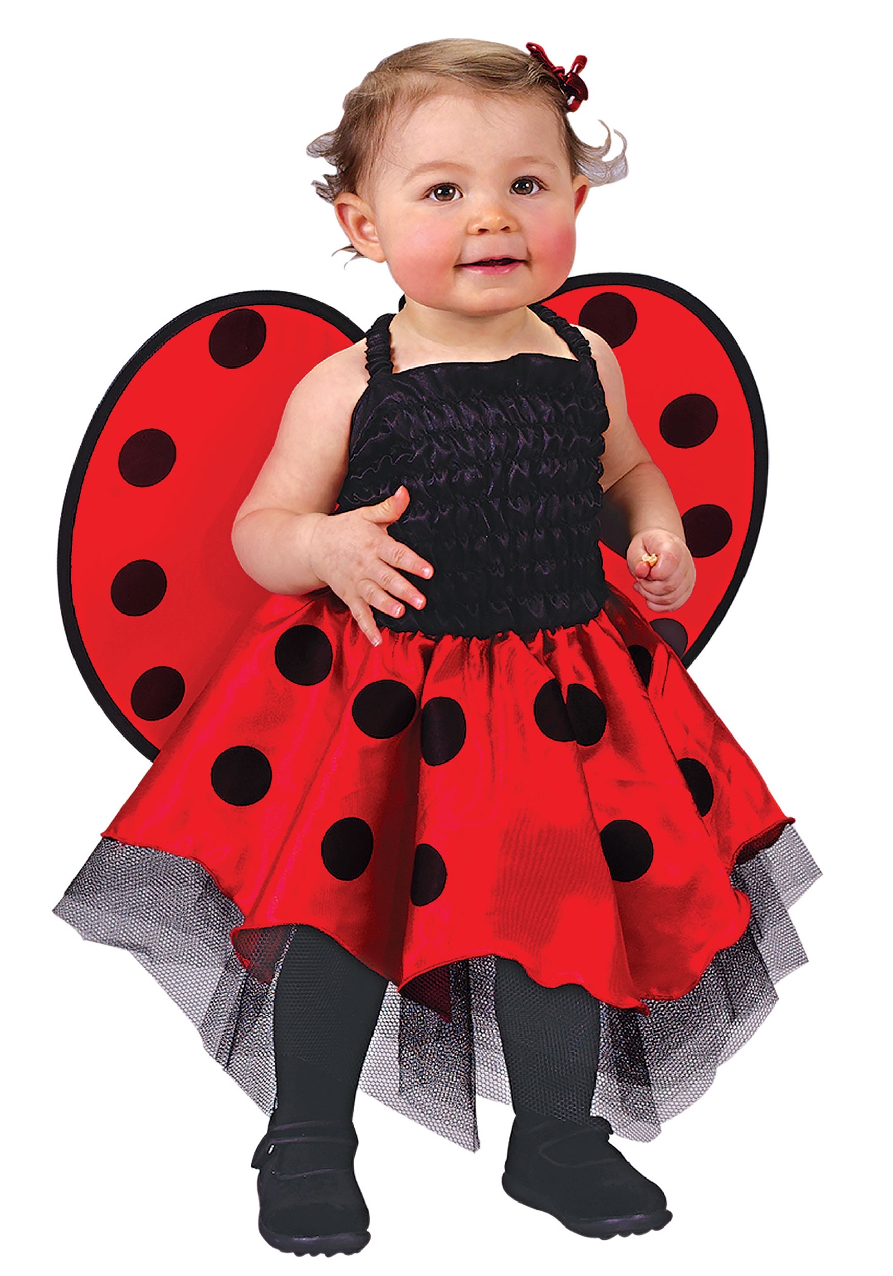 Ladybird Ladybug Spot Tights Red & Black Childs Girls Fancy Dress Costume 