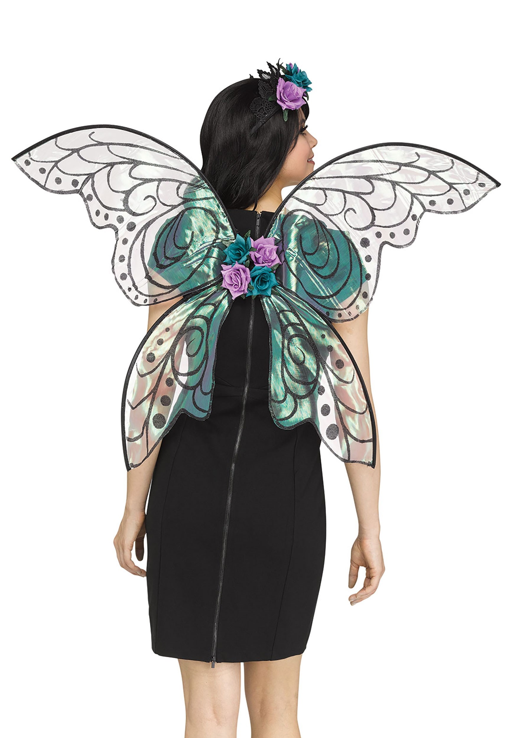 Fairy Dark Wings W/ Flowers