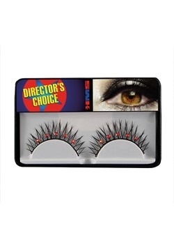 Deluxe Self Adhesive Eyelashes w Black Red Rhinestones