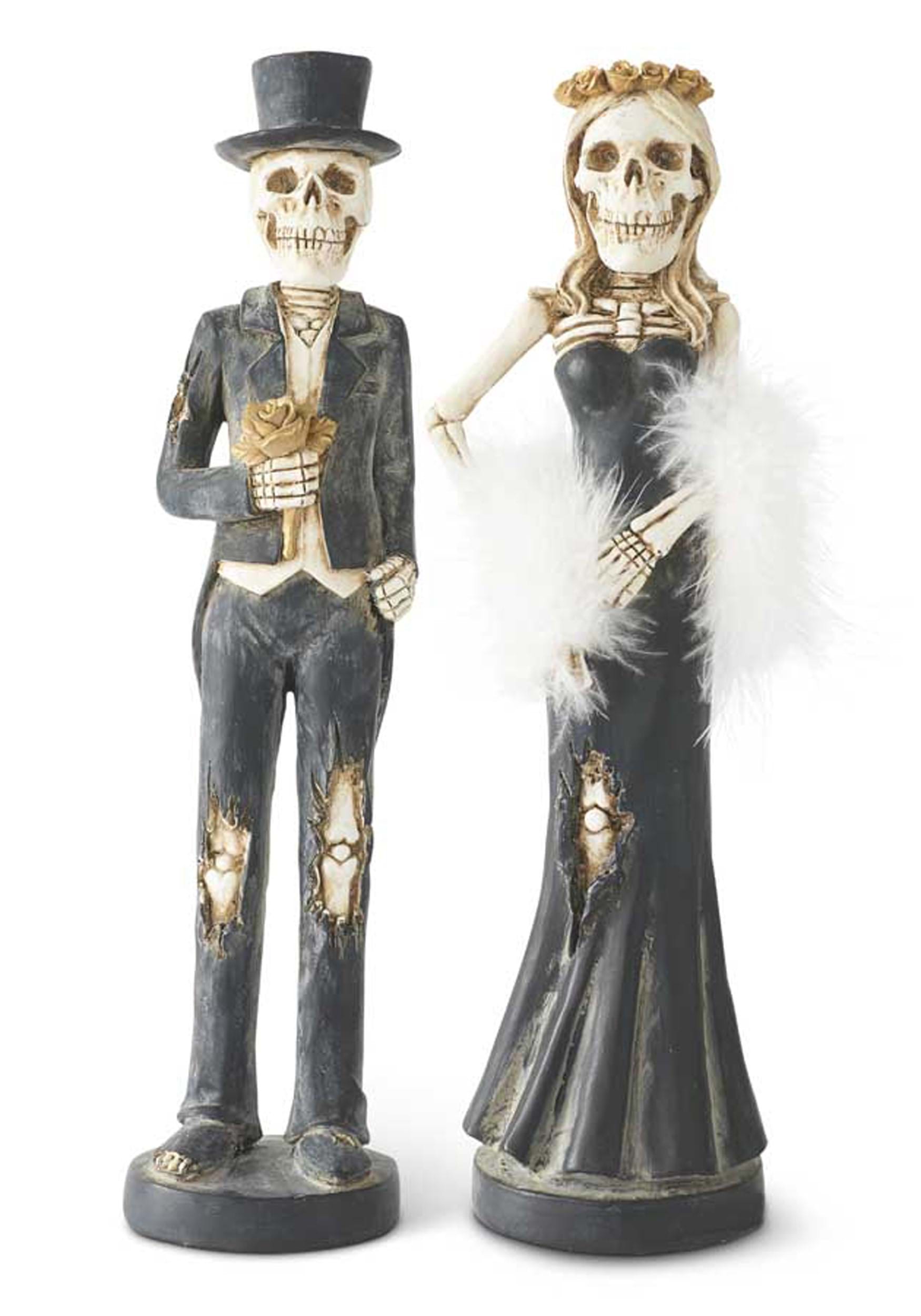 Resin Skeleton Lady & Man Tapered Candlesticks Prop