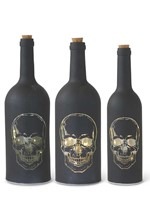 Set of 3 Matte Black LED Skull Bottles