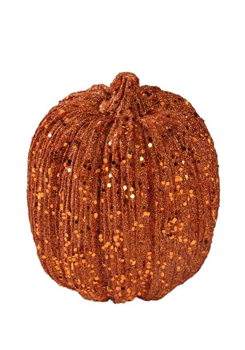 6-Inch Orange Glitter Pumpkin Decoration