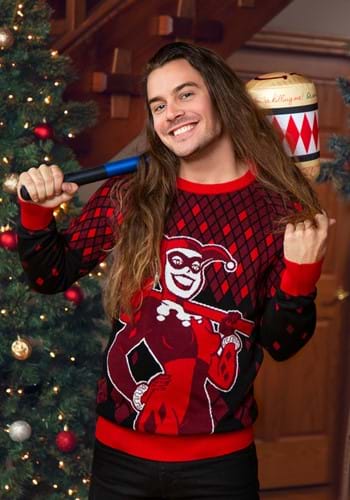 Harley Quinn Hammer Time Christmas Sweater for Adults Alt 2