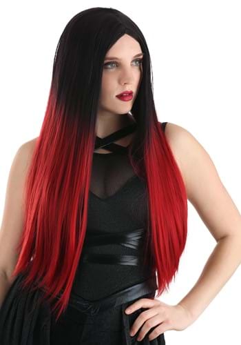 Adult Black and Red Ombre Wig