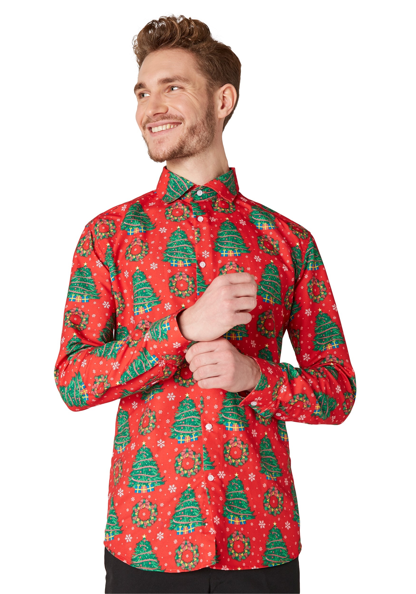 Suitmeister Christmas Trees Men's Red Shirt