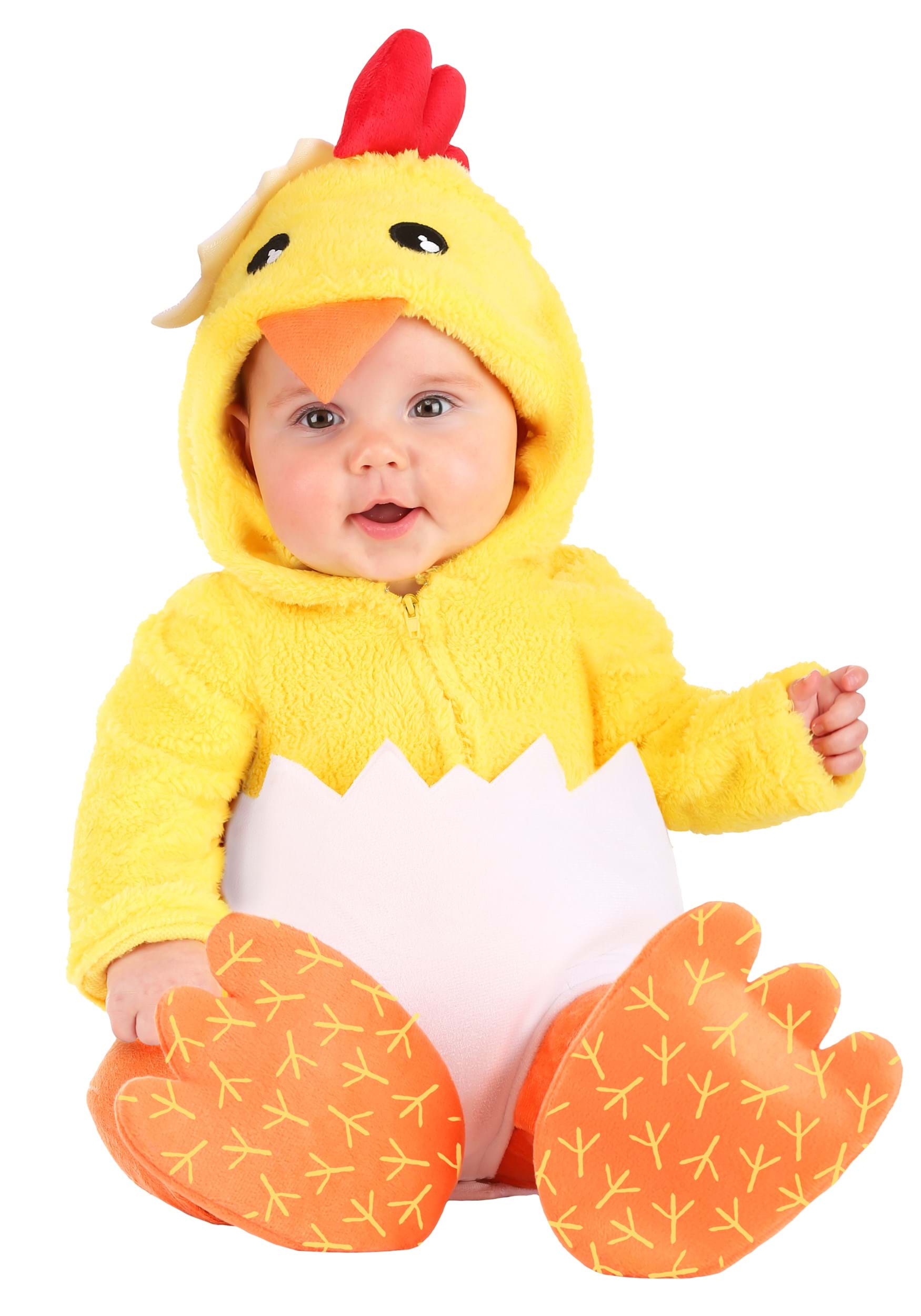 Photos - Fancy Dress FUN Costumes Hatching Chicken Infant Costume Orange/White/Yellow