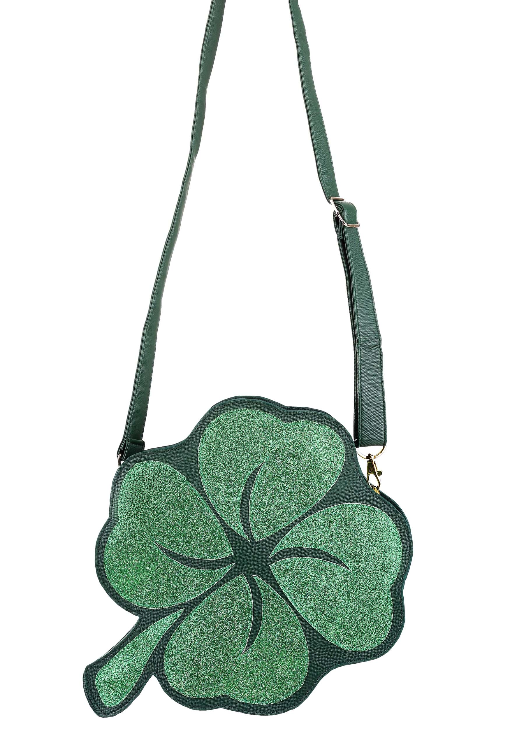 St Patricks Day Irish Shamrock Pattern Canvas Coin Purse Cute Change Pouch Wallet Bag Multifunctional Cellphone Bag with Handle