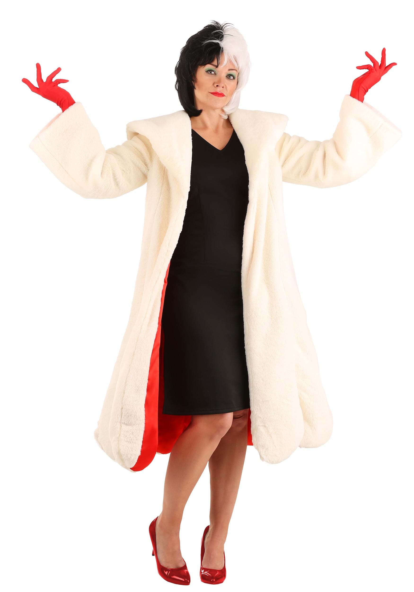 Disfraz de abrigo de Cruella de Vil para mujeres de 101 dálmatas de ...