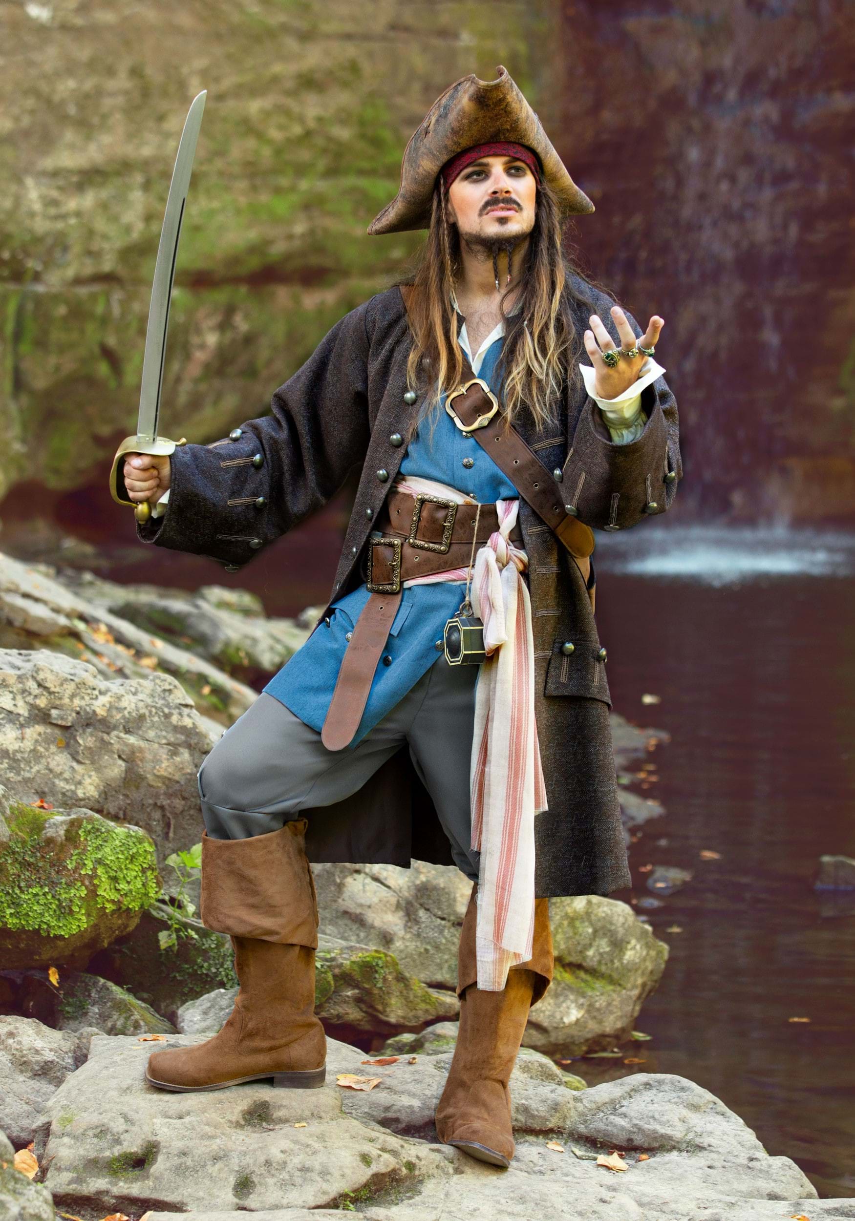 Pirates Of The Caribbean Jack Sparrow Halloween COSplay Costume Outfit Halloween 