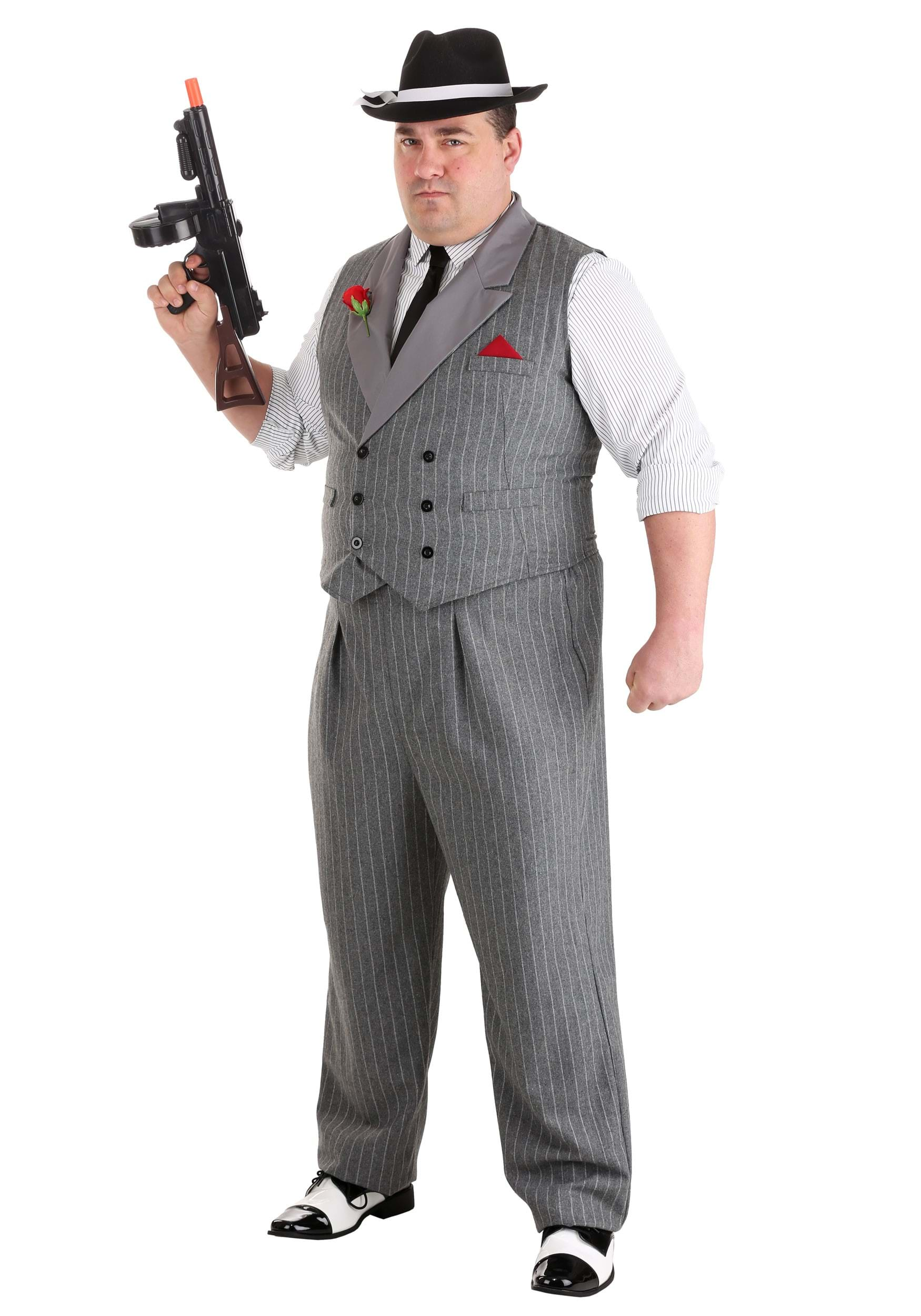 Mens Plus Size Ruthless Gangster Costume 