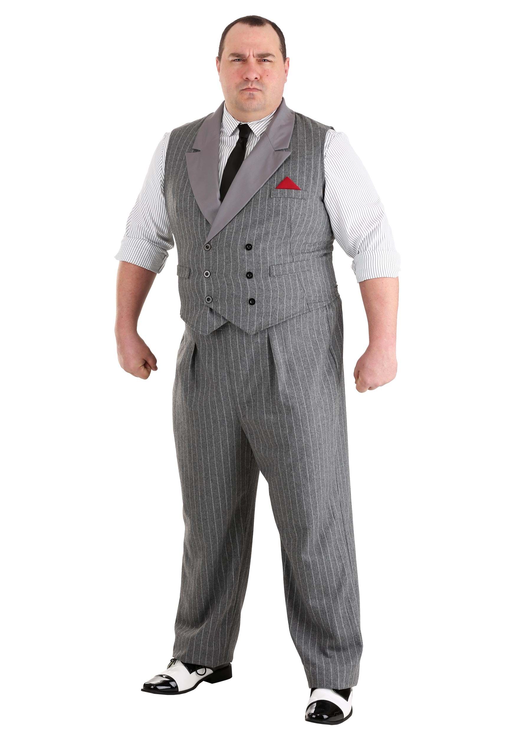 1930s Men’s Costumes: Gangster, Clyde Barrow, Monster Movies Plus Size Mens Ruthless Gangster Costume $74.99 AT vintagedancer.com
