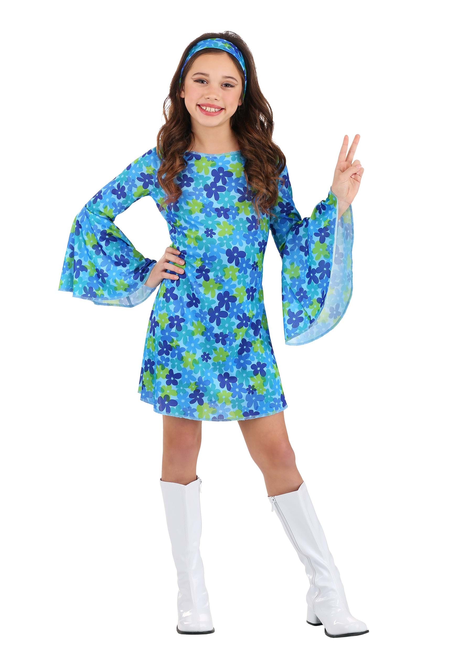 Photos - Fancy Dress Winsun Dress FUN Costumes 70s Wild Flower Girl's Dress Costume Blue/Green 