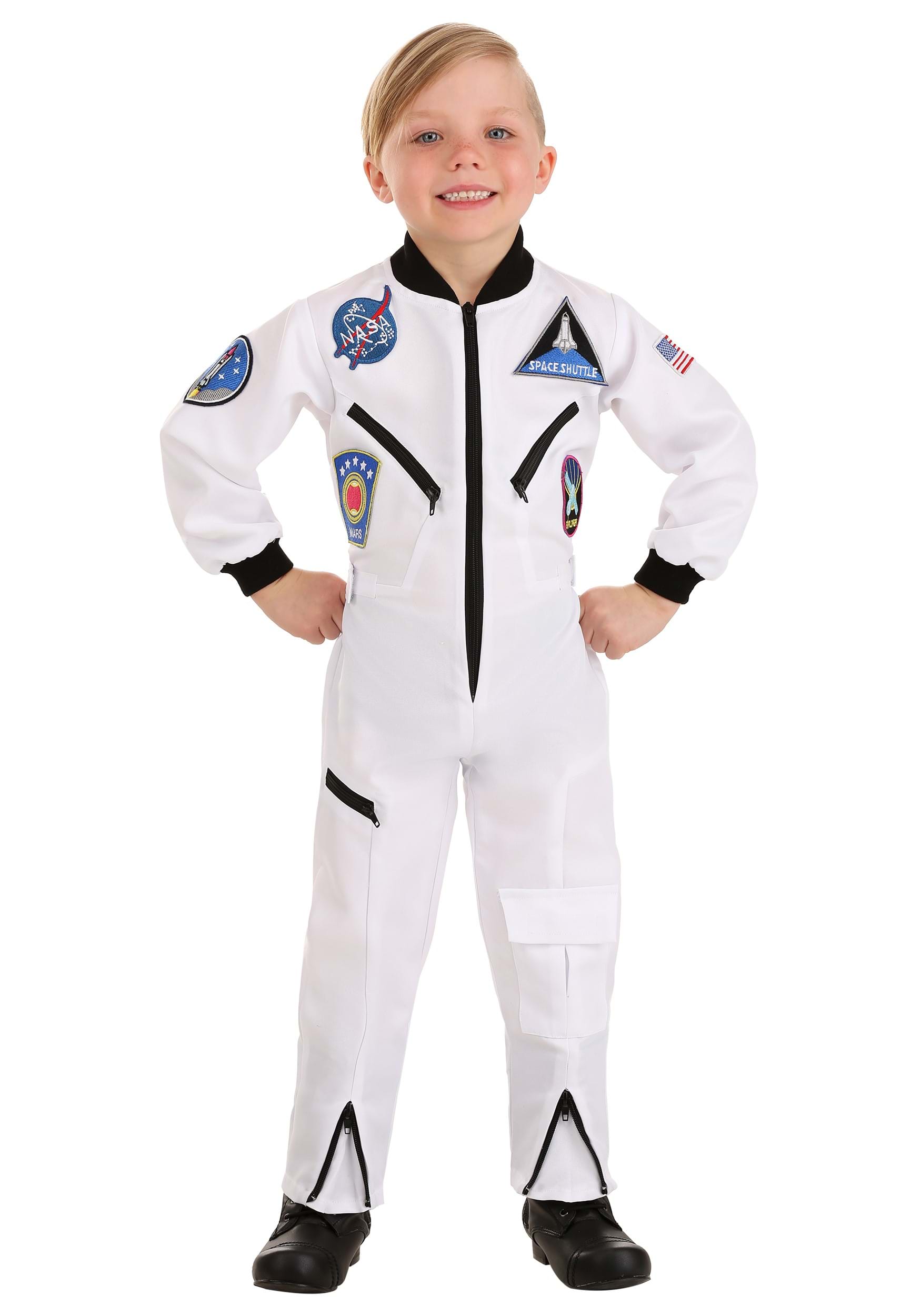 Photos - Fancy Dress Toddler FUN Costumes White Astronaut Jumpsuit  Costume Blue/Red/Whi 