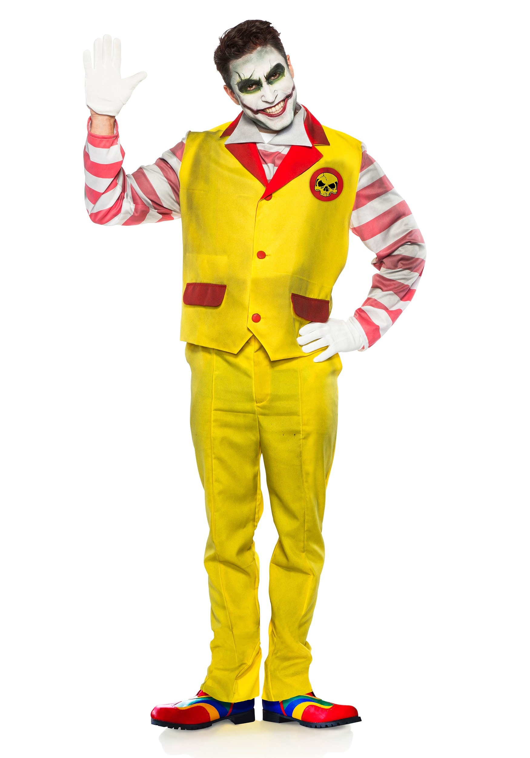 Disfraz de hombres de payaso de comida rápida malvada Multicolor