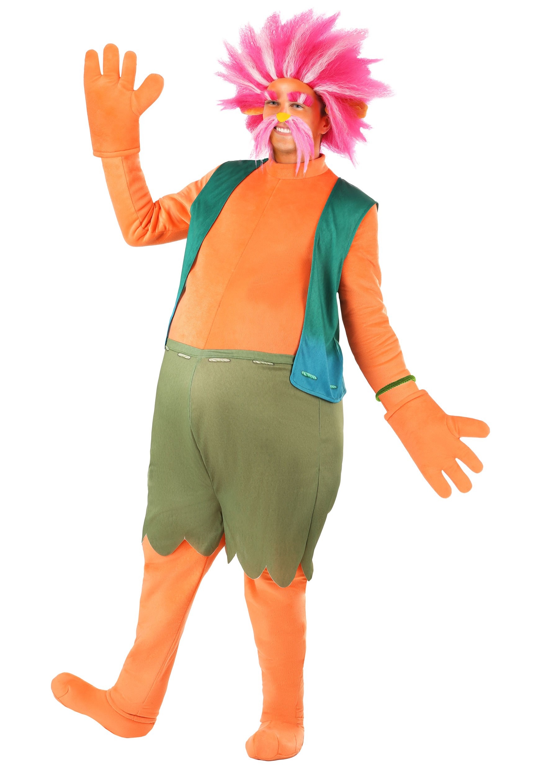 Photos - Fancy Dress Flama FUN Costumes King Peppy Trolls Costume for Men Green/Orange 