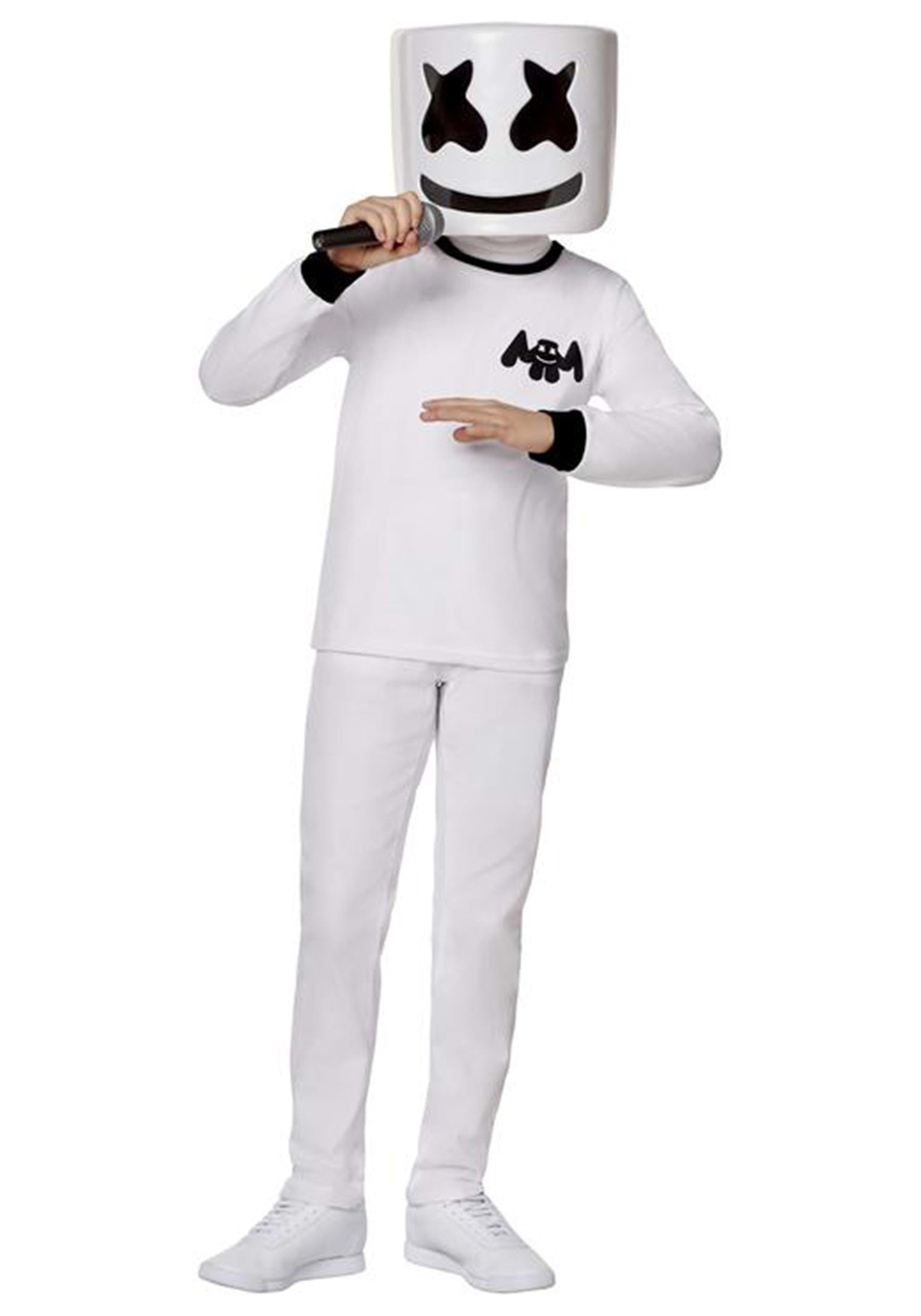 Jungen Fancy Marshmello DJ Mask Kostüm Kinder Halloween Music Party Jumpsuit Top 