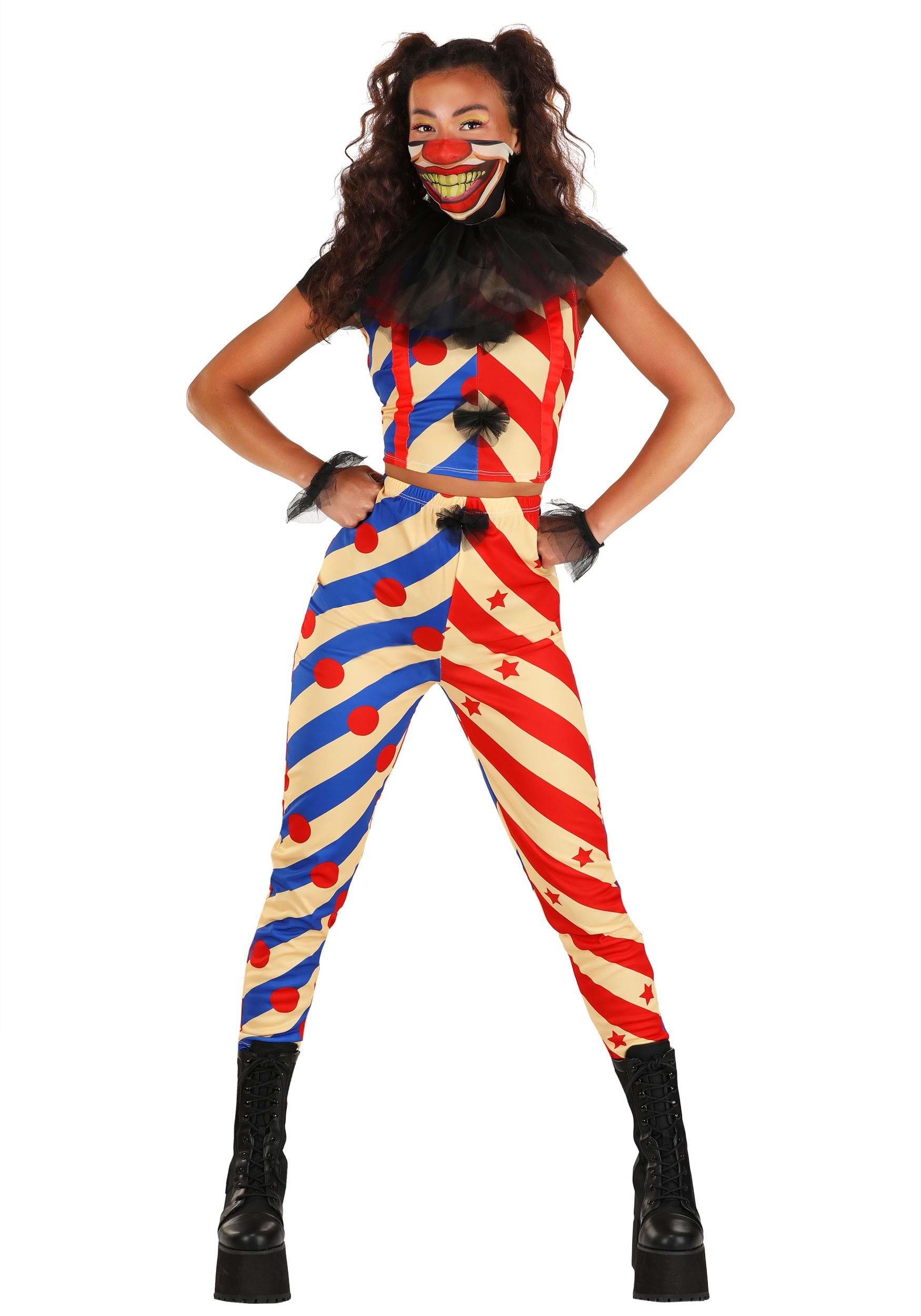 Photos - Fancy Dress Clown Smiffys Malicious  Costume for Women Blue/Yellow/Red 