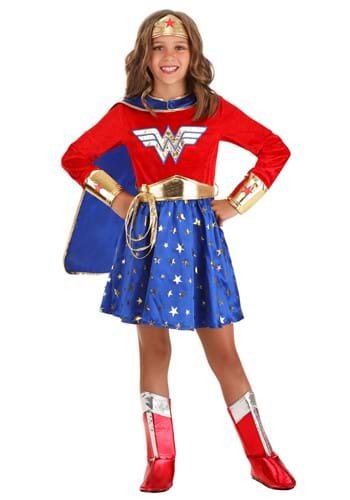 Kid's Wonder Woman Long Sleeve Dress Costume