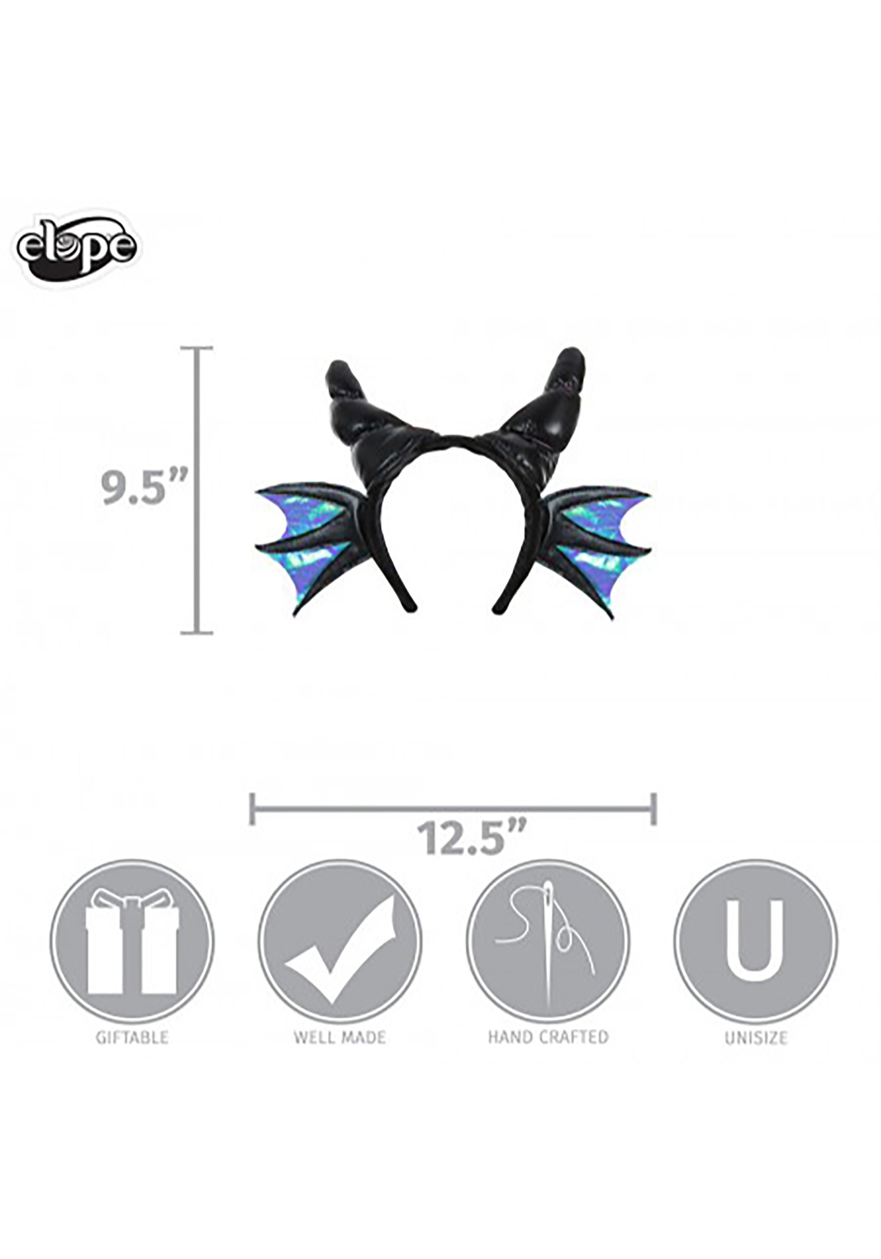Plush Black Dragon Horns Headband Costume